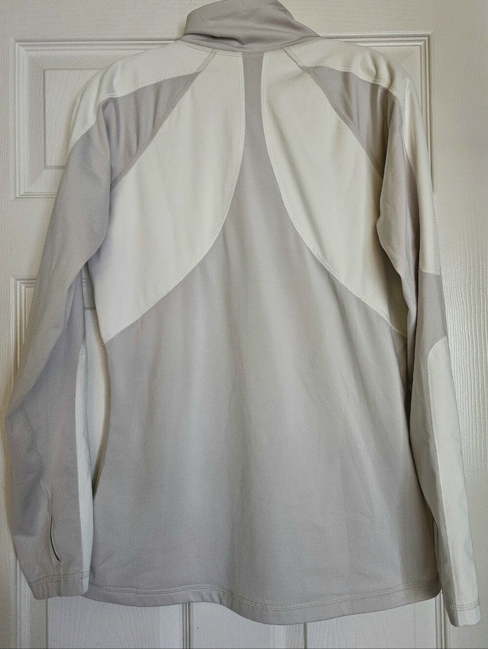 Nike Pro Dri-Fit Womens Half Zip Pullover Running Thumbhole Gray White Sz LARGE - Picture 3 of 10